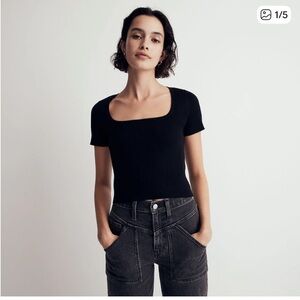 Madewell Square-Neck Crop Sweater Tee